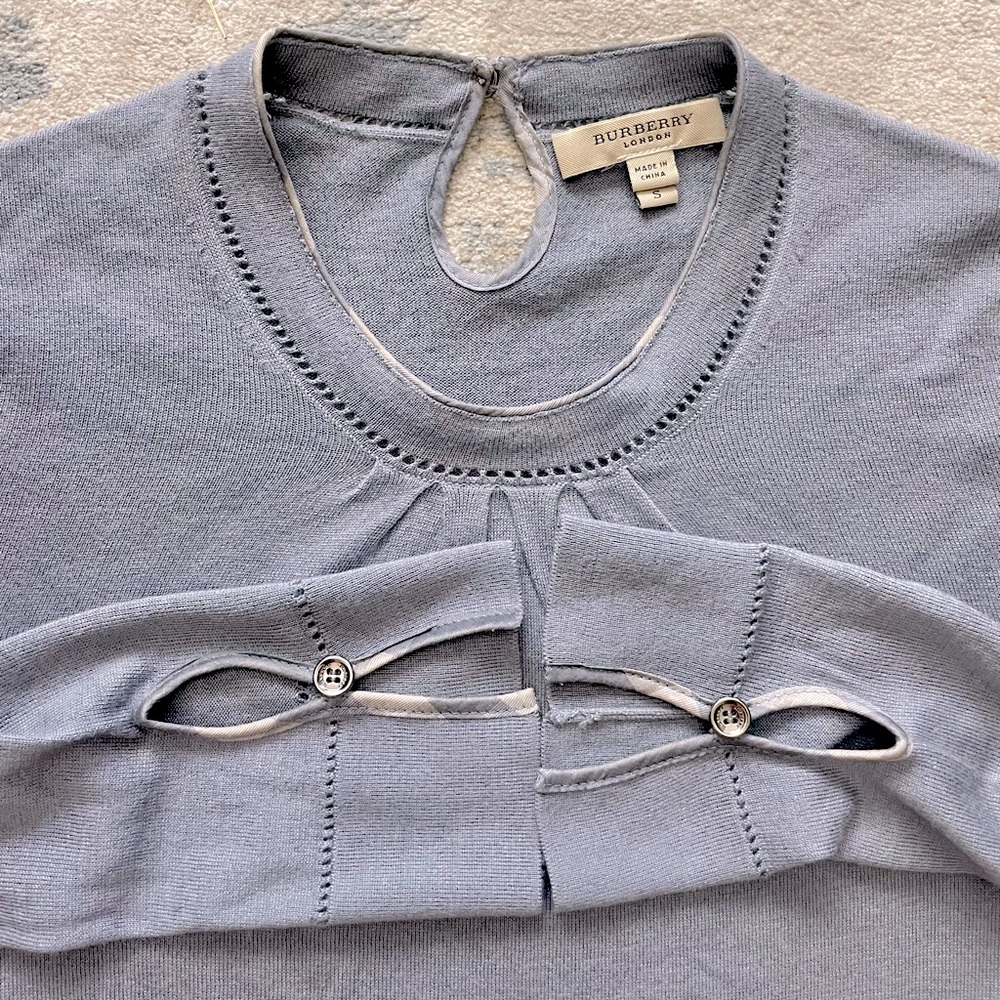 Burberry Silk/Cashmere Tunic Top - Gray blue - size Small